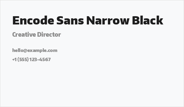 Encode Sans Narrow Black Business Card