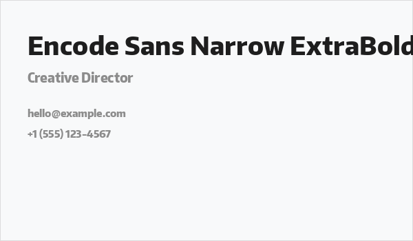 Encode Sans Narrow ExtraBold Business Card