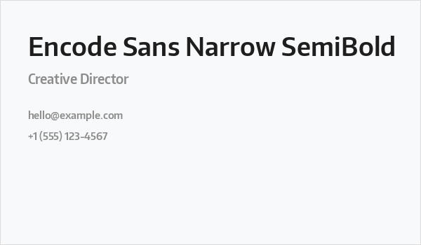 Encode Sans Narrow SemiBold Business Card