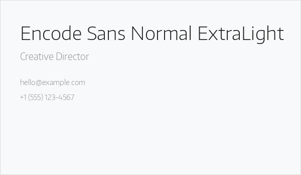 Encode Sans Normal ExtraLight Business Card