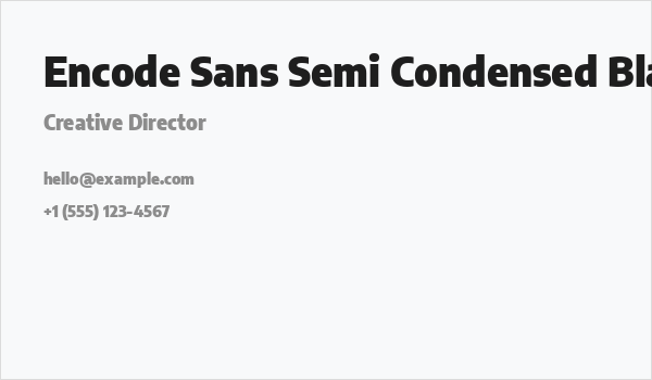 Encode Sans Semi Condensed Black Business Card
