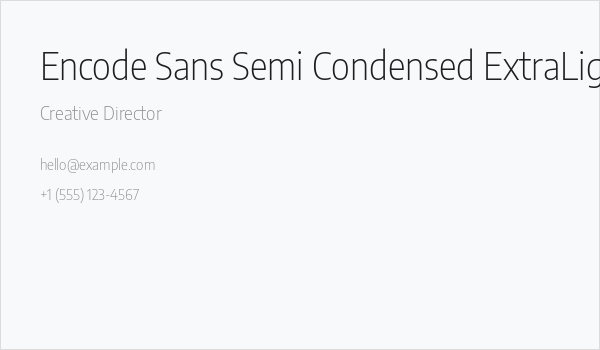 Encode Sans Semi Condensed ExtraLight Business Card