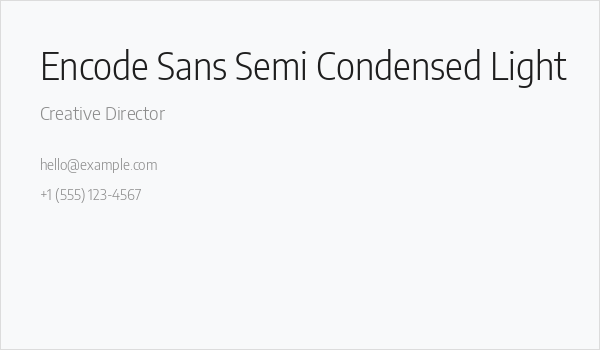 Encode Sans Semi Condensed Light Business Card