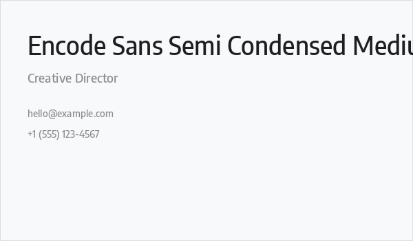 Encode Sans Semi Condensed Medium Business Card