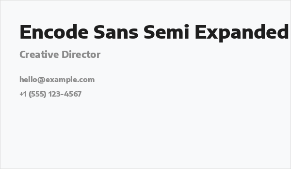 Encode Sans Semi Expanded ExtraBold Business Card