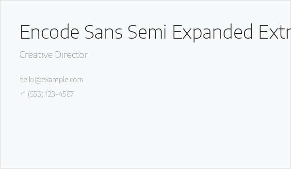 Encode Sans Semi Expanded ExtraLight Business Card