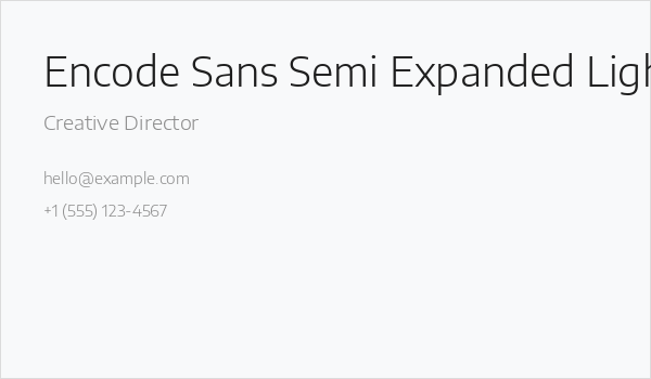 Encode Sans Semi Expanded Light Business Card