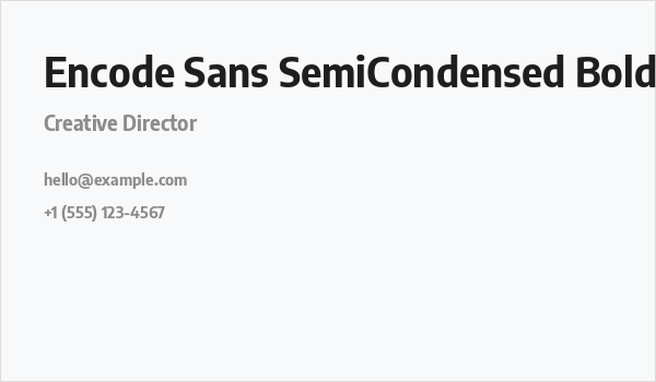Encode Sans SemiCondensed Bold Business Card