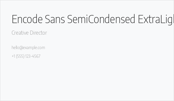 Encode Sans SemiCondensed ExtraLight Business Card