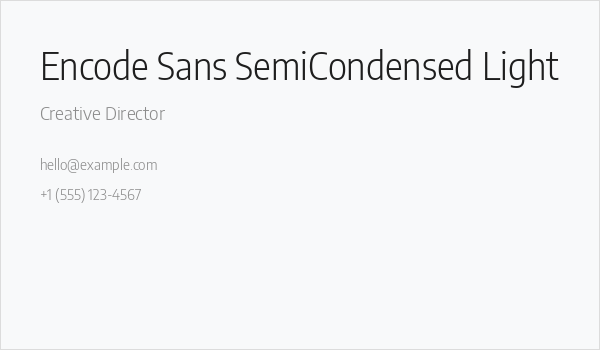Encode Sans SemiCondensed Light Business Card