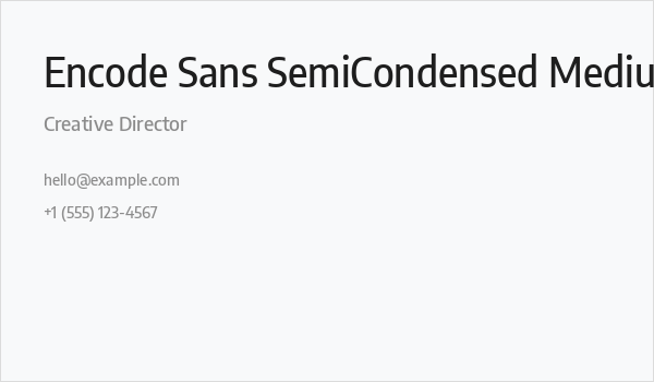 Encode Sans SemiCondensed Medium Business Card