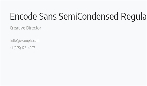 Encode Sans SemiCondensed Regular Business Card