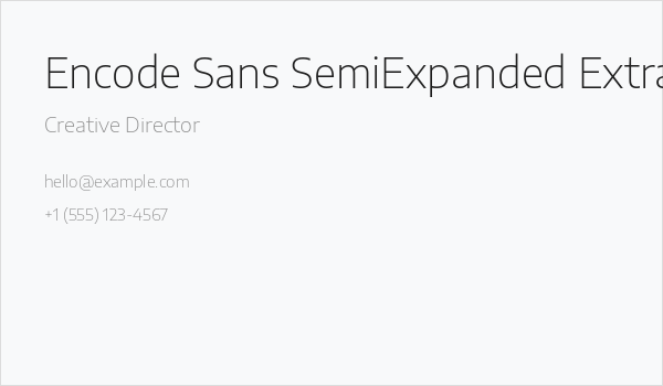 Encode Sans SemiExpanded ExtraLight Business Card