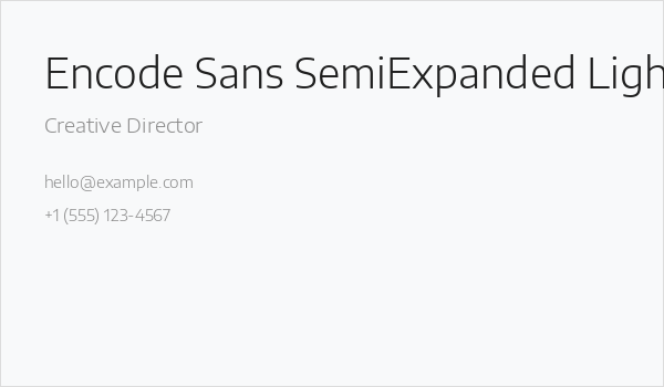 Encode Sans SemiExpanded Light Business Card