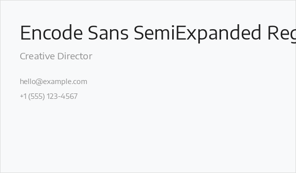 Encode Sans SemiExpanded Regular Business Card