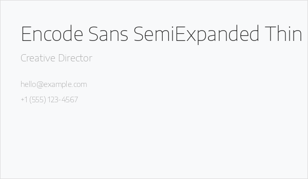 Encode Sans SemiExpanded Thin Business Card