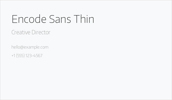 Encode Sans Thin Business Card