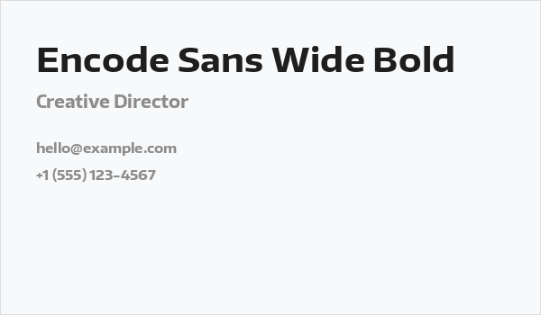 Encode Sans Wide Bold Business Card