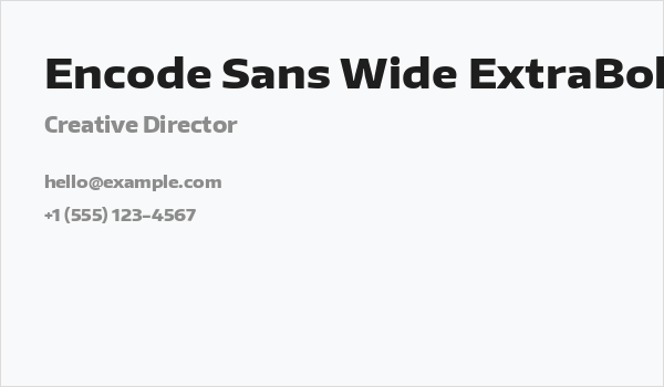Encode Sans Wide ExtraBold Business Card
