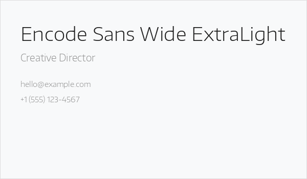 Encode Sans Wide ExtraLight Business Card