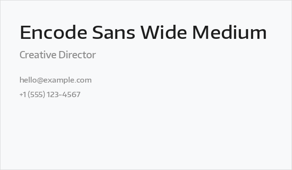 Encode Sans Wide Medium Business Card