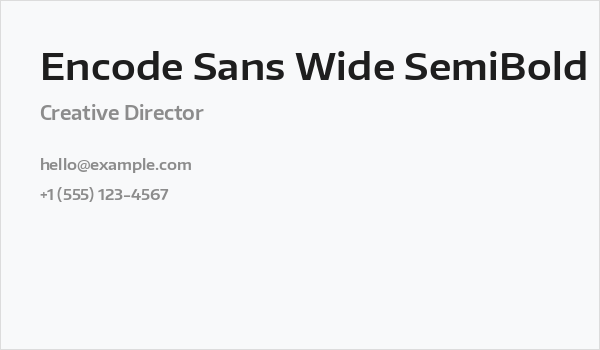 Encode Sans Wide SemiBold Business Card