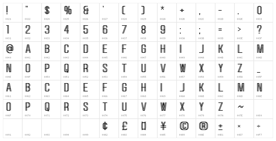 Encore Character Map