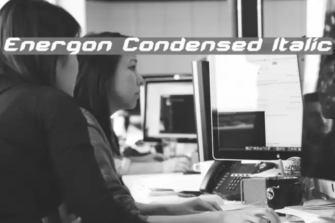 Energon Condensed Italic Шрифта examples