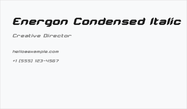 Energon Condensed Italic Business Card