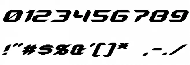 Energon Oblique Font OTHER CHARS