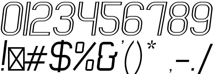 Engadi Regular Outline Oblique Font OTHER CHARS