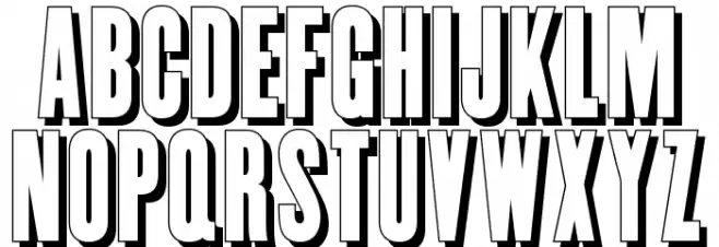 Enge Holzschrift Shadow Schriftart Groß