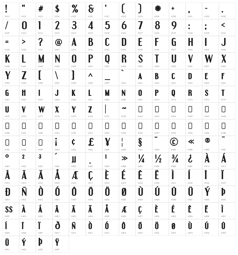 Engebrechtre-Bold Character Map