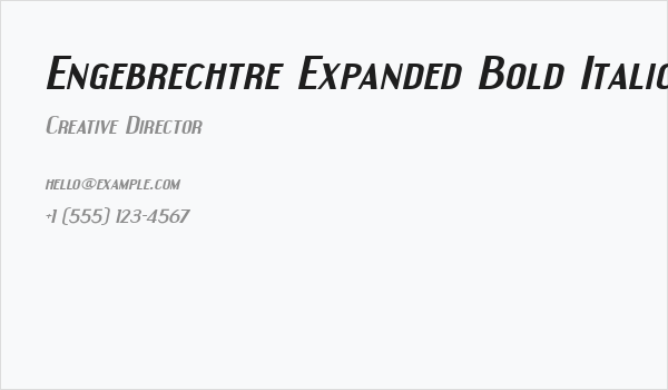 Engebrechtre Expanded Bold Italic Business Card