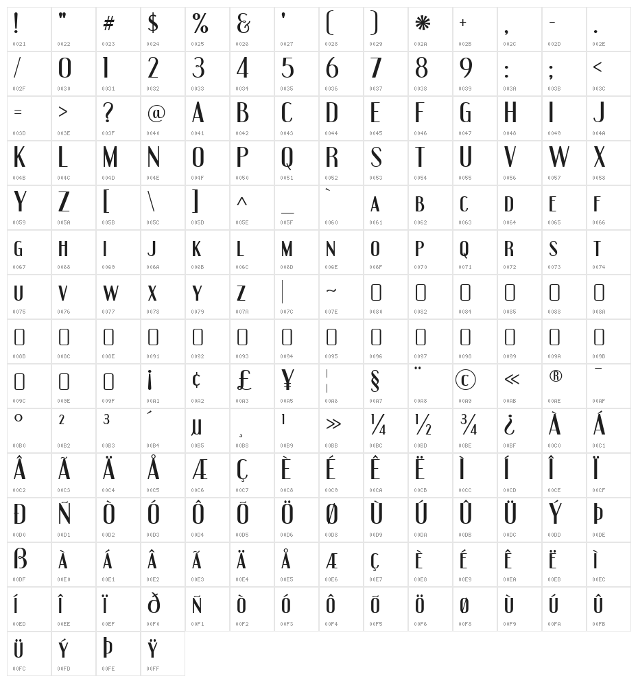 Engebrechtre-Regular Character Map