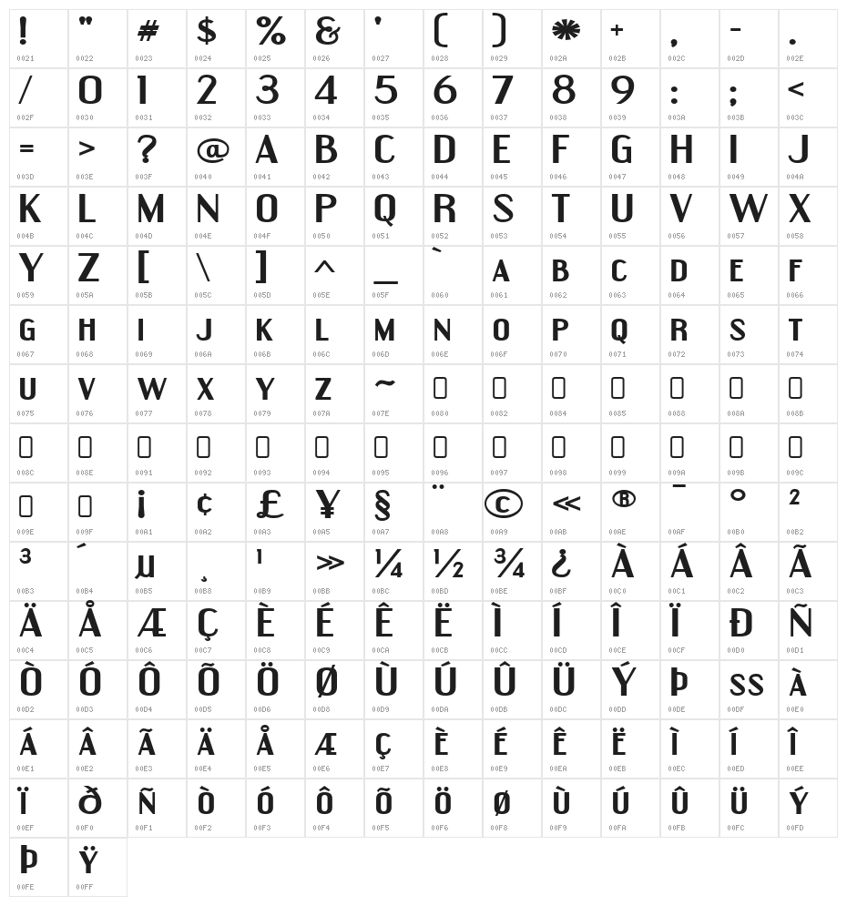 EngebrechtreExp-Bold Character Map