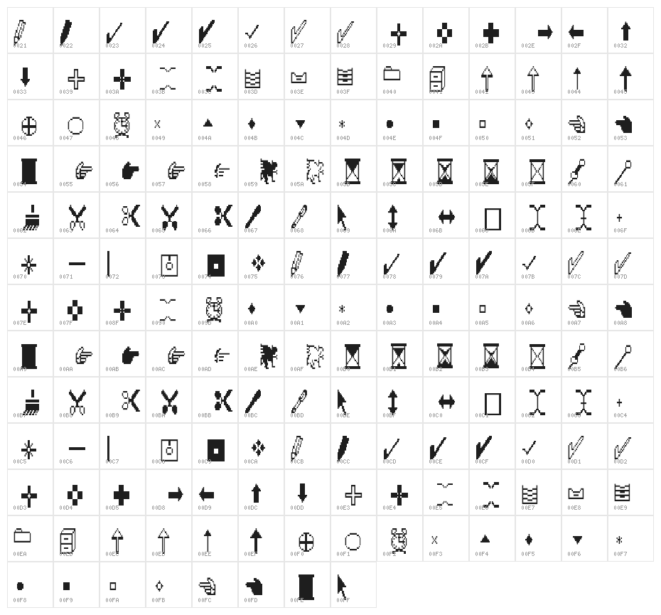 Engelbart 2X3Y Character Map