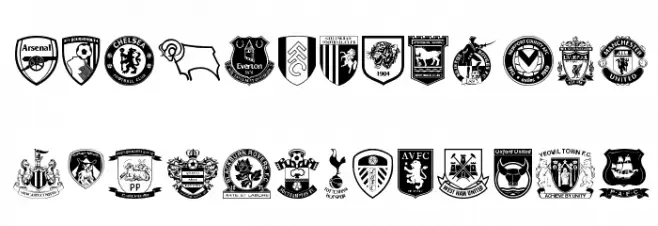 English Football Club Badges Polices MAJUSCULES