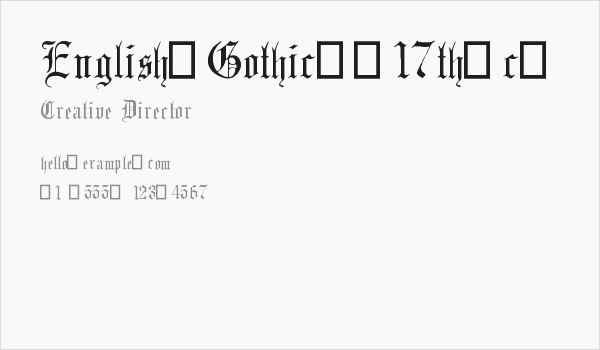 English-Gothic--17th-c- Business Card