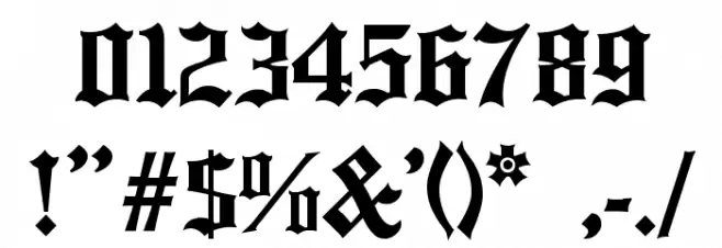 English Towne Medium Font OTHER CHARS