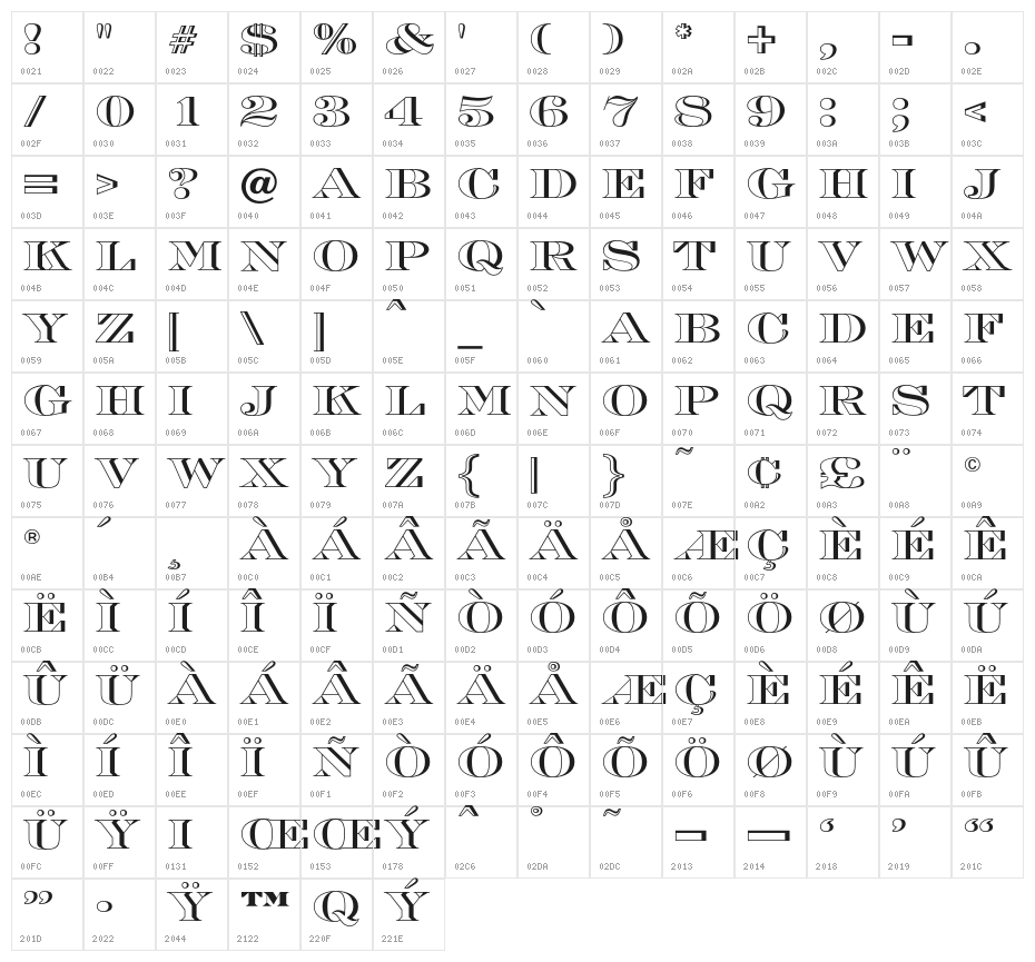 EngraversOpti-Shaded Character Map