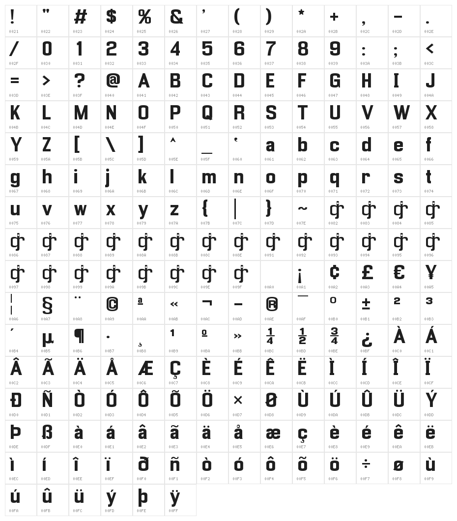 Enigmatic Bold Character Map