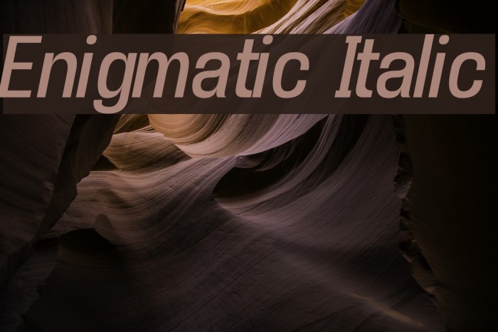 Enigmatic Italic Font examples