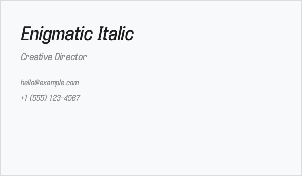 Enigmatic Italic Business Card