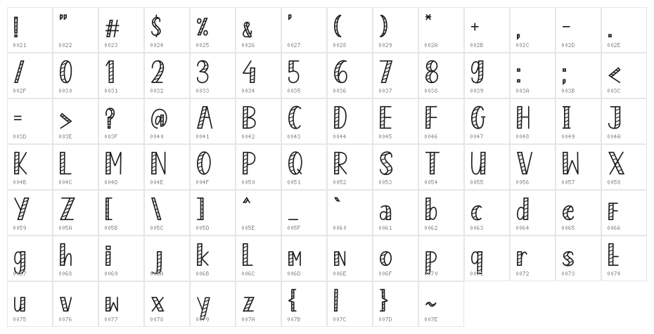 Enjoy Popcorn Bold 2 Character Map