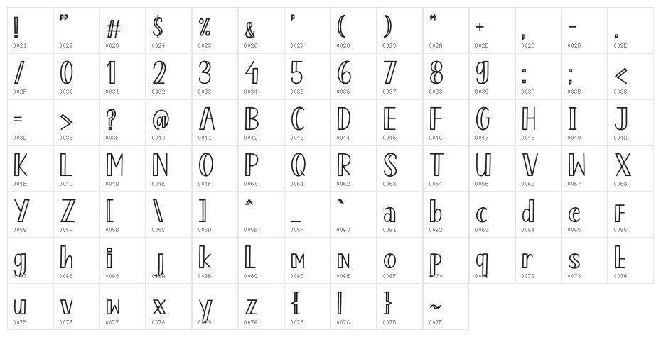 Enjoy Popcorn Bold Character Map