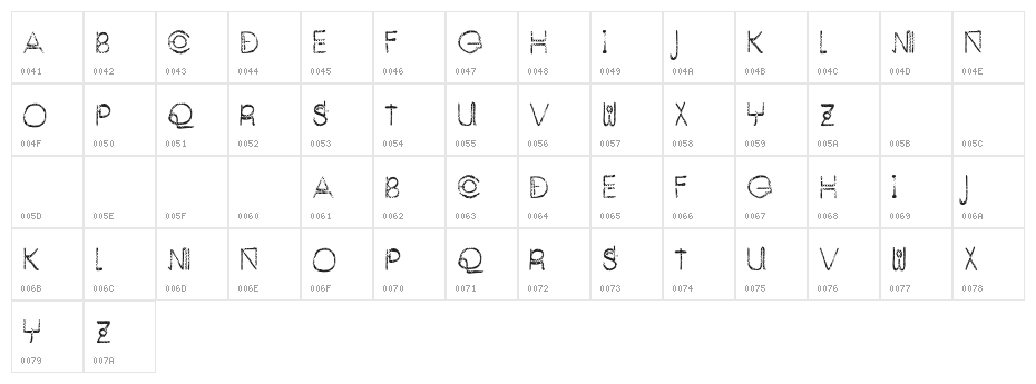 EnjoyTheAlien-Regular Character Map