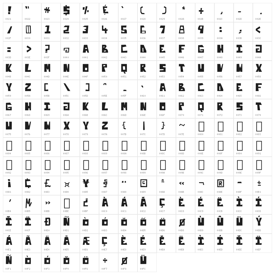 Enliteleo Character Map