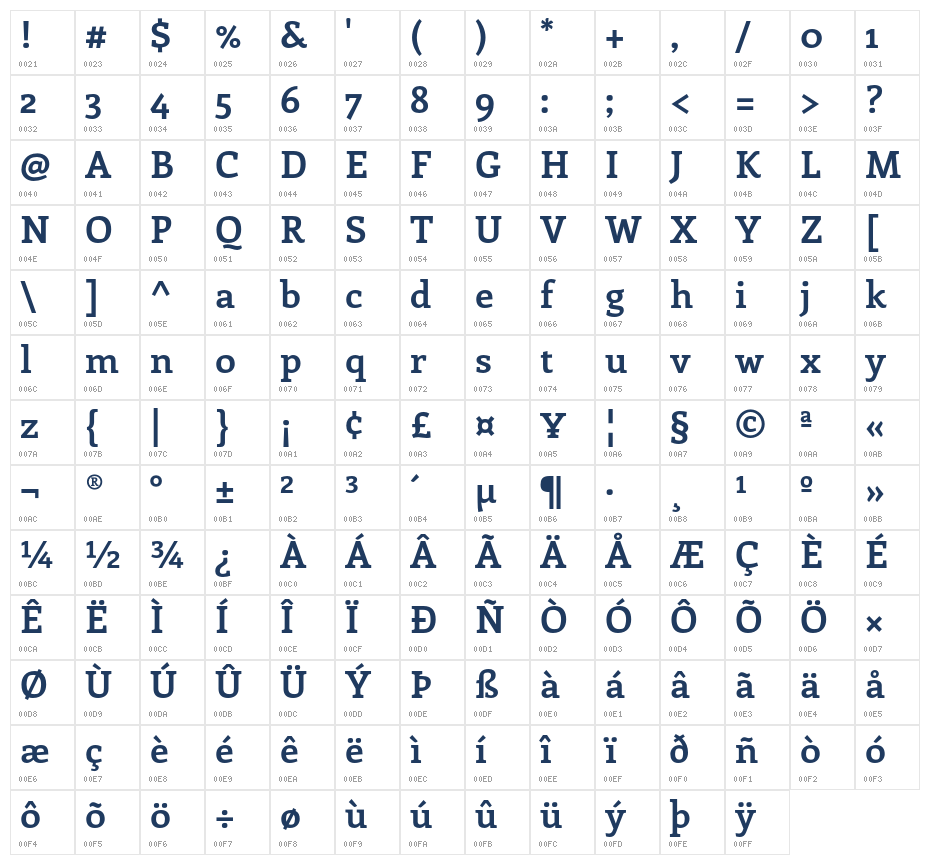 Enriqueta-Bold1 Character Map