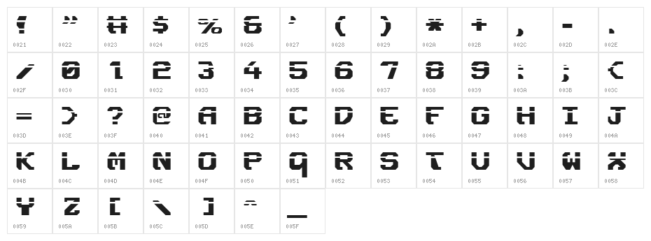 Ensign Flandry Laser Character Map